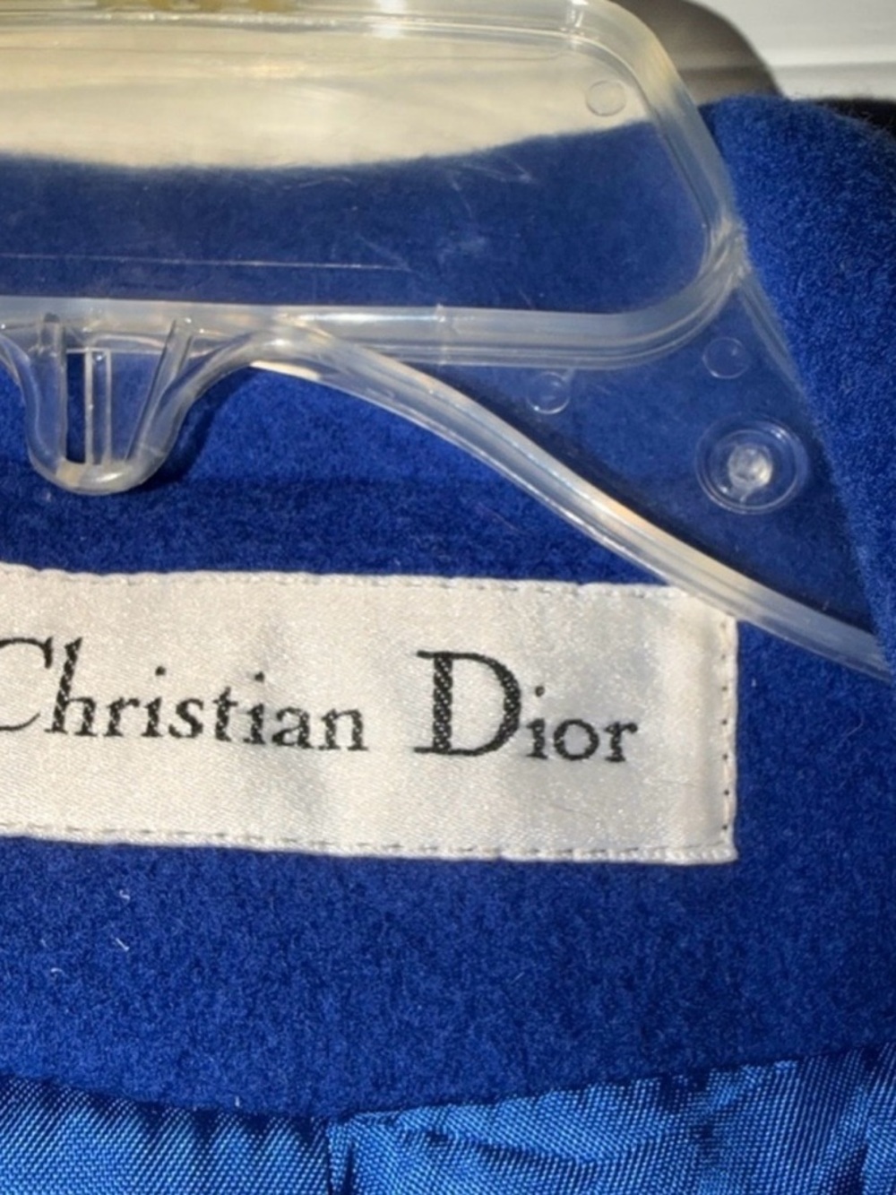 Christian Dior Boutique Royal Blue Wool Coat Gold Crest VTG Size 14 - Picture 8 of 16